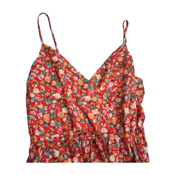 Maria & Kyndal's Woman's Sleeveless Red Floral Ruffle Mini-dress Size Small - Picture 2 of 9